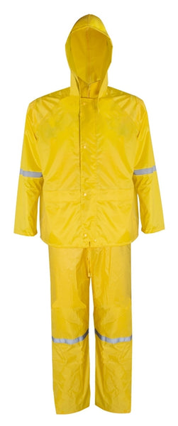 Diamondback RS3-01-XXL Rain Suit, 2XL, 44 in Inseam, Polyester, Yellow, Concealed Collar, Zipper with Storm Flap Closure