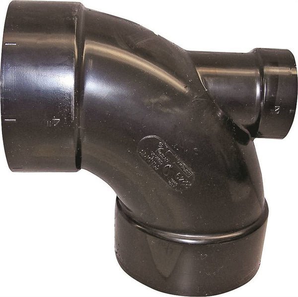 CANPLAS 102249BC Pipe Elbow, 4 x 2 in, Hub, 90 deg Angle, ABS, Black