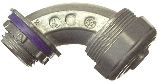 Halex 16905B Conduit Elbow, 90 deg Angle, 1/2 in Compression, Zinc