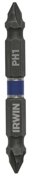 IRWIN 1870982 Power Bit, #1 Drive, Phillips Drive, 1/4 in Shank, Hex Shank, 2-3/8 in L, Steel