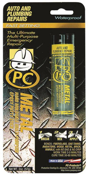 PROTECTIVE COATING PC-METAL 025550 Epoxy Putty, Gray, Solid, 2 oz Cylinder