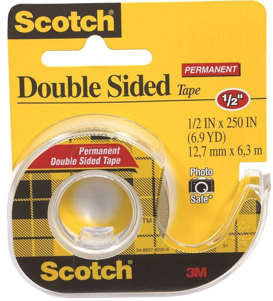 Scotch 136 Office Tape, 250 in L, 1/2 in W, Plastic Backing