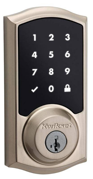 Kwikset 916TRL-15 Deadbolt, 2 Grade, Satin Nickel, 2-3/8 x 2-3/4 in Backset, 1-3/8 to 1-3/4 in Thick Door