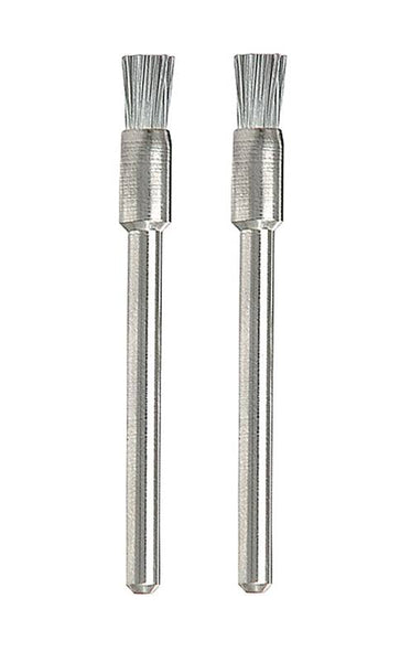 DREMEL 443-02 Brush, 1/8 in Dia, 1/8 in Arbor/Shank, Carbon Steel Bristle