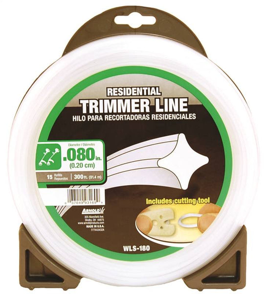 ARNOLD WLS-180 Trimmer Line, 0.08 in Dia, 300 ft L, Nylon