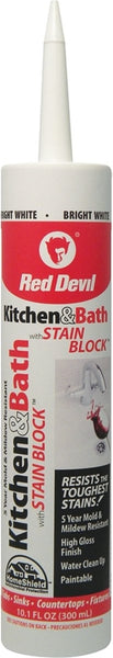 Red Devil Stain Block 0750 Sealant, White, -20 to 180 deg F, 10.1 oz Cartridge