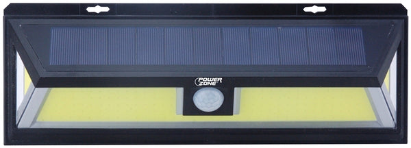PowerZone 12455 Solar Powered Motion Sensor Wall Light, Lithium Battery, 1-Lamp, COB LED Lamp, ABS/PS Fixture, Black