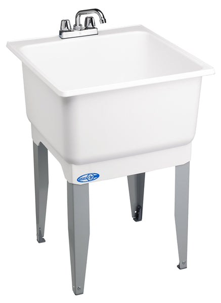 ELM UTILATUB Series 14CP Laundry Tub Combo Kit, 20 gal Capacity, 33 in OAH, Polypropylene, White, Floor Mounting