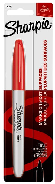 Sharpie 30102 Permanent Marker, Fine Lead/Tip, Red Lead/Tip