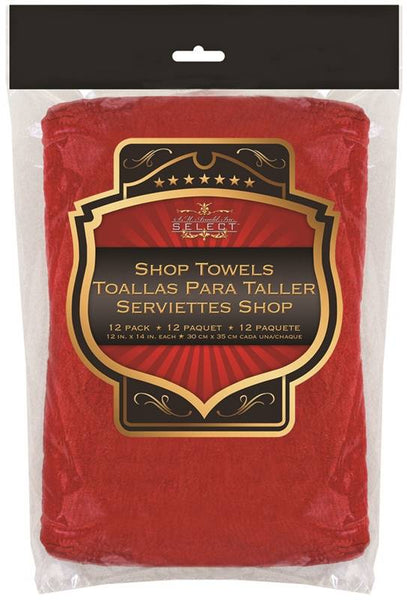 SM ARNOLD SELECT 85-765 Shop Towel, Cotton, Red