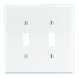 Leviton PJ2-W Wallplate, 4-7/8 in L, 4.94 in W, 2 -Gang, Nylon, White