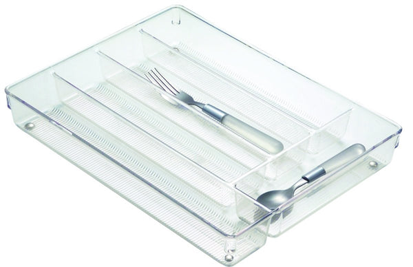 iDESIGN LINUS 53930 Cutlery Tray, 13.8 in W, 10.7 in D, Clear