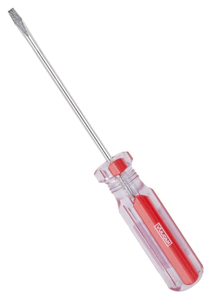 Vulcan TB-SD01 Screwdriver, 1/8 in Drive, Slotted Drive, 5-1/2 in OAL, 3 in L Shank, Plastic Handle, Transparent Handle