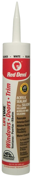 Red Devil Lifetime 0856PR Acrylic Sealant, White, -20 to 180 deg F, 10.1 fl-oz Cartridge