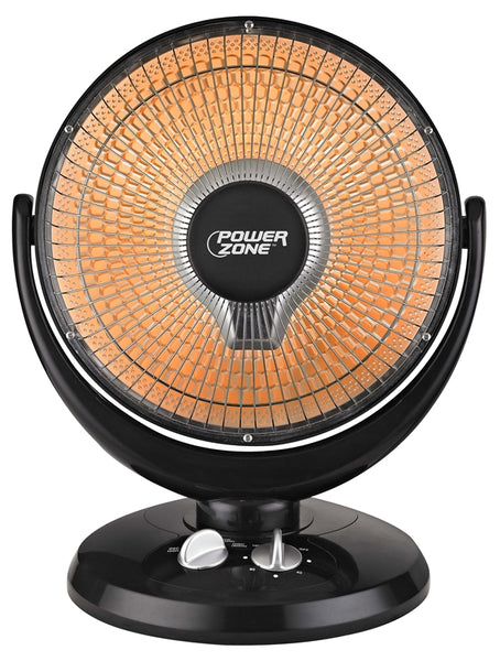 PowerZone DF1015 Oscillating Parabolic Heater, 6.7 A, 120 V, 400/800 W, 2 -Heating Stage, Black