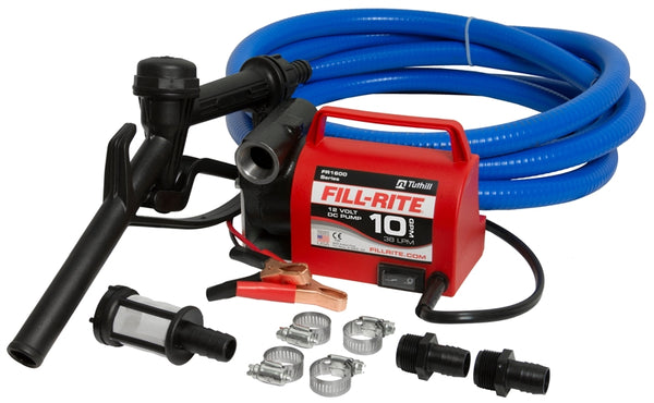 Fill-Rite FR1614 Fuel Transfer Pump, Motor: 1/4 hp, 12 VDC, 20 A, 2800 rpm, 30 min Duty Cycle, 8 ft L Suction Tube