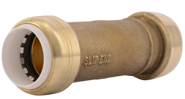 SharkBite UIP3016A Slip Pipe Coupling, 3/4 in, Brass, SCH 40, SCH 80, SCH 180 Schedule, 200 psi Pressure