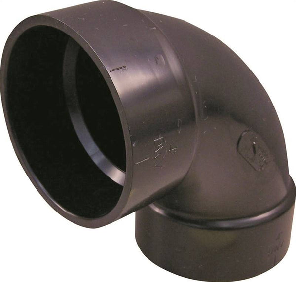 CANPLAS 102253LBC Sanitary Pipe Elbow, 3 in, Hub, 90 deg Angle, ABS, Black