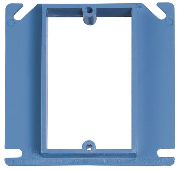 Carlon A410R-CAR Electrical Box Cover, 4 in L, 4 in W, Square, PVC, Blue