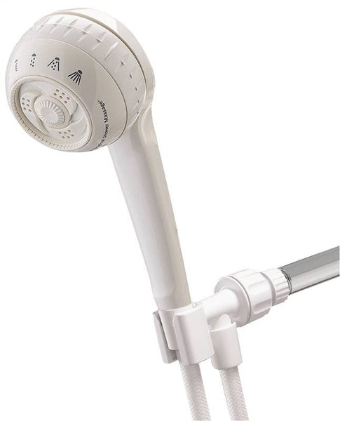 Waterpik SM-451E Handheld Shower Head, 1/2 in Connection, 1.8 gpm, 4 Spray Settings, 5 ft L Hose