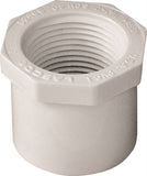 LASCO 438168BC Reducing Bushing, 1-1/4 x 1 in, Spigot x FNPT, PVC, White, SCH 40 Schedule