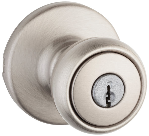 Kwikset 400T-15 CP Keyed Entry Knob, Steel, Satin Nickel