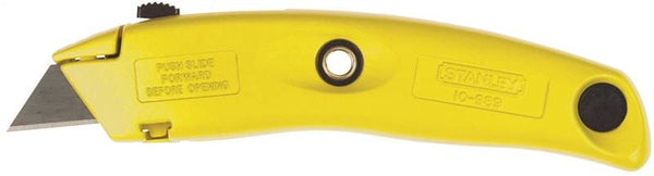 STANLEY 10-989 Utility Knife, 2-7/16 in L Blade, 3 in W Blade, HCS Blade, Contour-Grip Handle, Yellow Handle