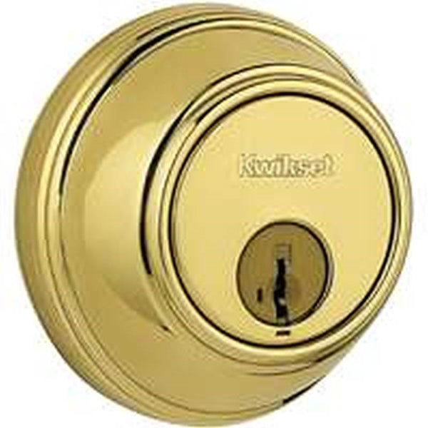 Kwikset 816 3 RCAL/RCS Deadbolt, Alike Key, Steel, Polished Brass, 2-3/8 to 2-3/4 in Backset, SmartKey Keyway