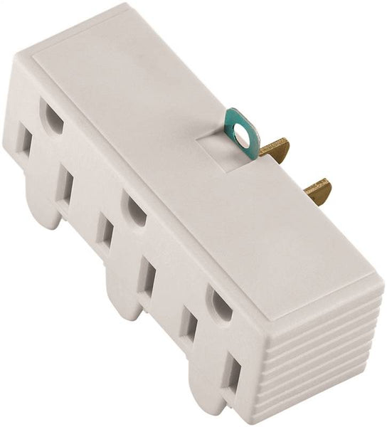 Eaton Wiring Devices BP1219W Outlet Adapter, 2 -Pole, 15 A, 125 V, 3 -Outlet, NEMA: NEMA 1-15 to 5-15, White