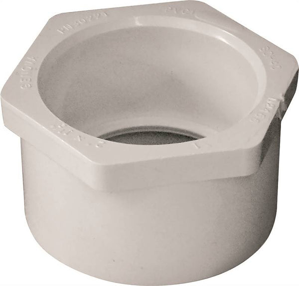 LASCO 437251BC Reducing Bushing, 2 x 1-1/2 in, Spigot x Slip, PVC, White, SCH 40 Schedule