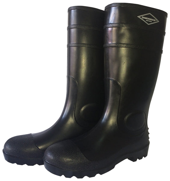 Diamondback L-G06B9 Knee Boots, 9, Black, PVC Upper, Slip on Boots Closure