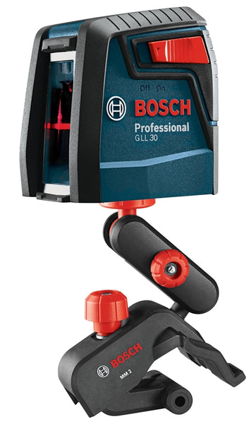 Bosch GLL 30 Cross-Line Laser, 30 ft, +/-5/16 in at 30 ft Accuracy, 2-Line