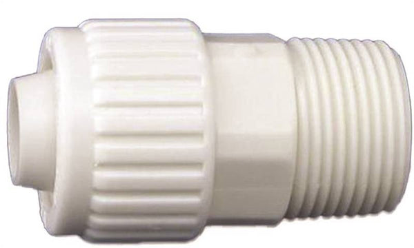 Flair-It 16848 Tube to Pipe Adapter, 3/4 in, PEX x MPT, Polyoxymethylene, White