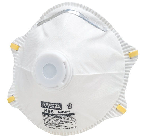 SAFETY WORKS 10103821 Disposable Dust Respirator with Exhalation Valve, One-Size Mask, N95 Filter Class, White