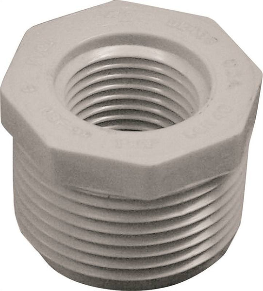 LASCO 439130BC Reducing Bushing, 1 x 1/2 in, MIP x FIP, PVC, SCH 40 Schedule