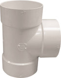 CANPLAS 414104BC Bullnose Pipe Tee, 4 in, Hub, PVC, White