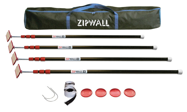 ZIPWALL ZipPole ZP4 Dust Barrier Pole, Spring-Loaded, 10 ft L, Stainless Steel