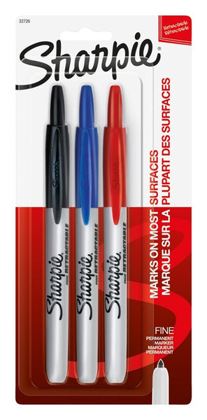Sharpie 32726 Retractable Permanent Marker, Fine Lead/Tip, Assorted Lead/Tip