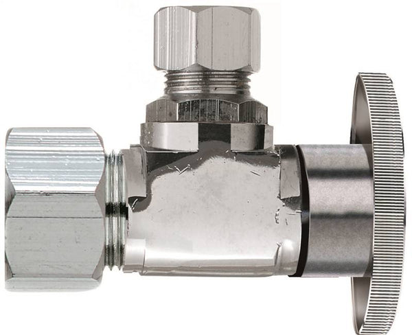 Plumb Pak PP20061LF Angle Shut-Off Valve, 5/8 x 3/8 in Connection, Compression, Quarter-Turn Actuator, Brass Body