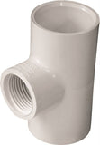 LASCO 402131BC Reducing Pipe Tee, 1 x 3/4 in, Slip x FPT, PVC, White, SCH 40 Schedule, 450 psi Pressure