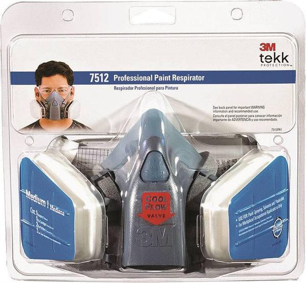 3M TEKK Protection 7512PA1-A/R-7512E Professional Paint Spray Respirator, M Mask, P95 Filter Class, Dual Cartridge