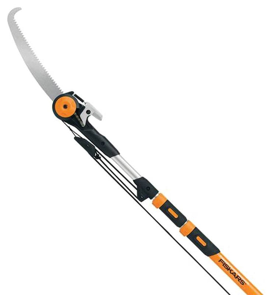 FISKARS 394631-1001 Pole Saw and Pruner, 1-1/4 in Dia Cutting Capacity, Steel Blade, 7 to 16 ft L Extension