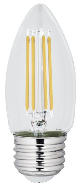 Feit Electric BPETC60/927CA/FIL/2 LED Bulb, Decorative, B10 Lamp, 60 W Equivalent, E26 Lamp Base, Dimmable