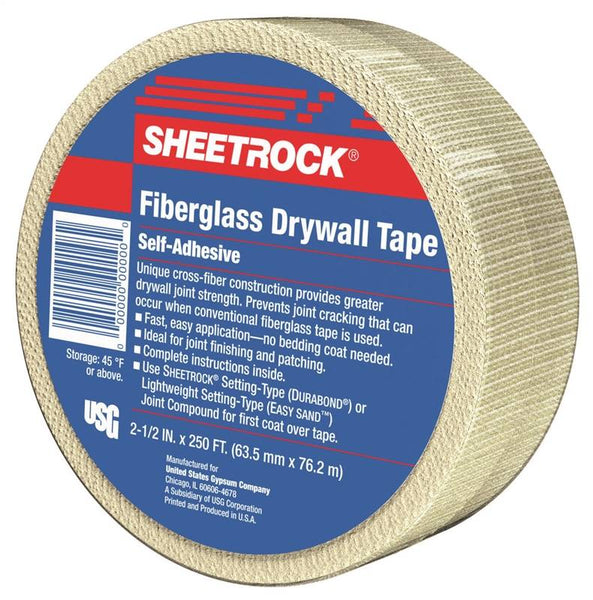 USG 385201020 Drywall Tape, 250 ft L, 2-1/2 in W, White