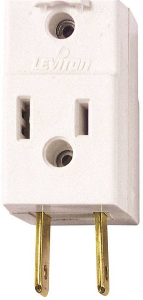 Leviton 002-00531-00W Triple Tap Outlet Adapter, 2 -Pole, 15 A, 125 V, 3 -Outlet, NEMA: NEMA 1-15R, White
