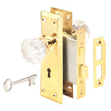 Defender Security E 2311 Lockset, Keyed, Skeleton Key, Glass/Steel, Polished Brass