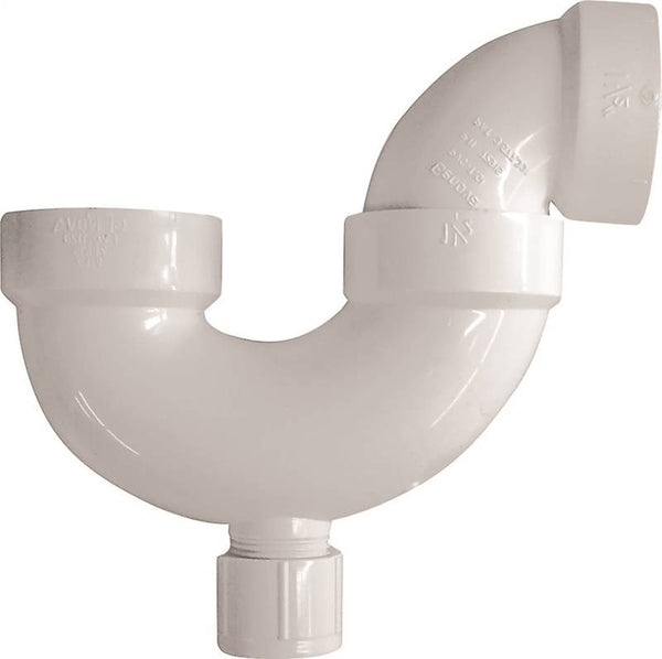 CANPLAS 193201AS P-Trap, 1-1/2 in, Hub, PVC, White, SCH 40 Schedule