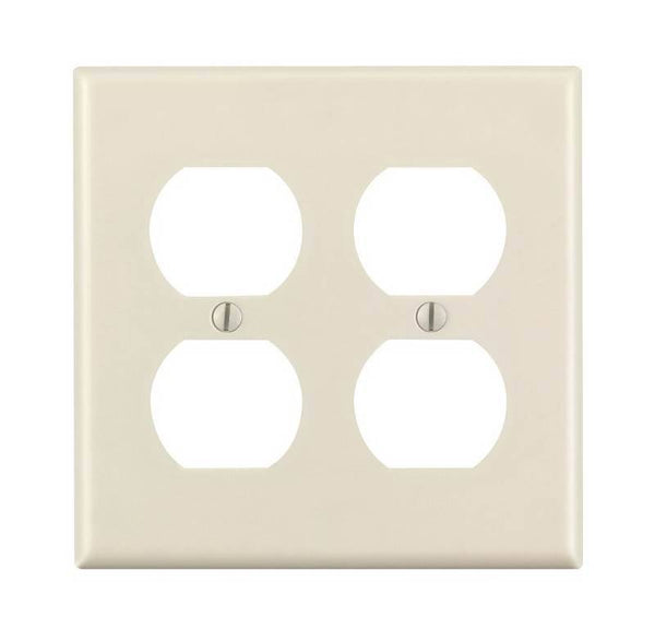 Leviton 78016 Receptacle Wallplate, 4-1/2 in L, 4-9/16 in W, 2 -Gang, Thermoset, Light Almond, Smooth