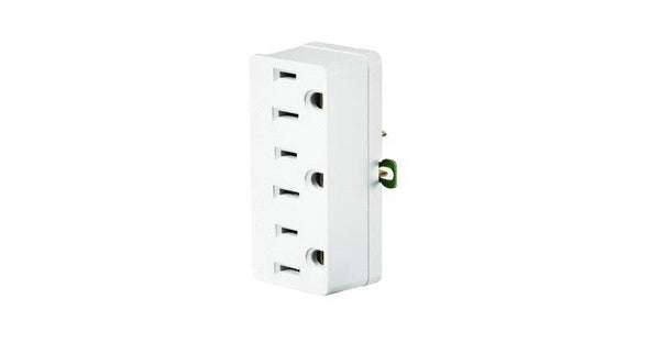 Leviton 002-00698-00W Triple Tap Outlet Adapter, 2 -Pole, 15 A, 125 V, 3 -Outlet, NEMA: NEMA 5-15R, White