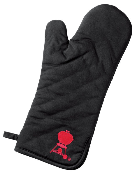 Weber 6532 Barbecue Mitt, One-Size, Foldable Cuff, Cotton, Black/Red